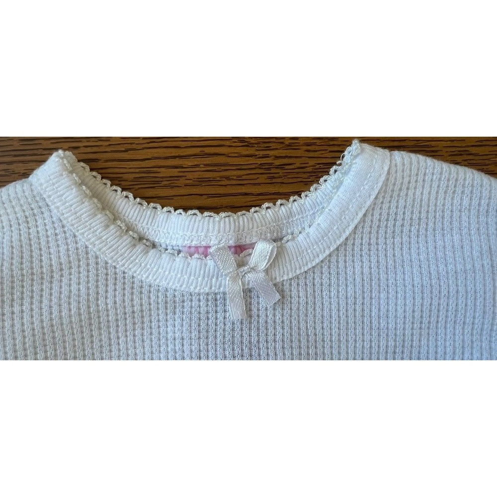 Mon Petit Baby Girls 12m NEW White Waffle Knit Thermal Pajama Set 12M New - Picture 4 of 4